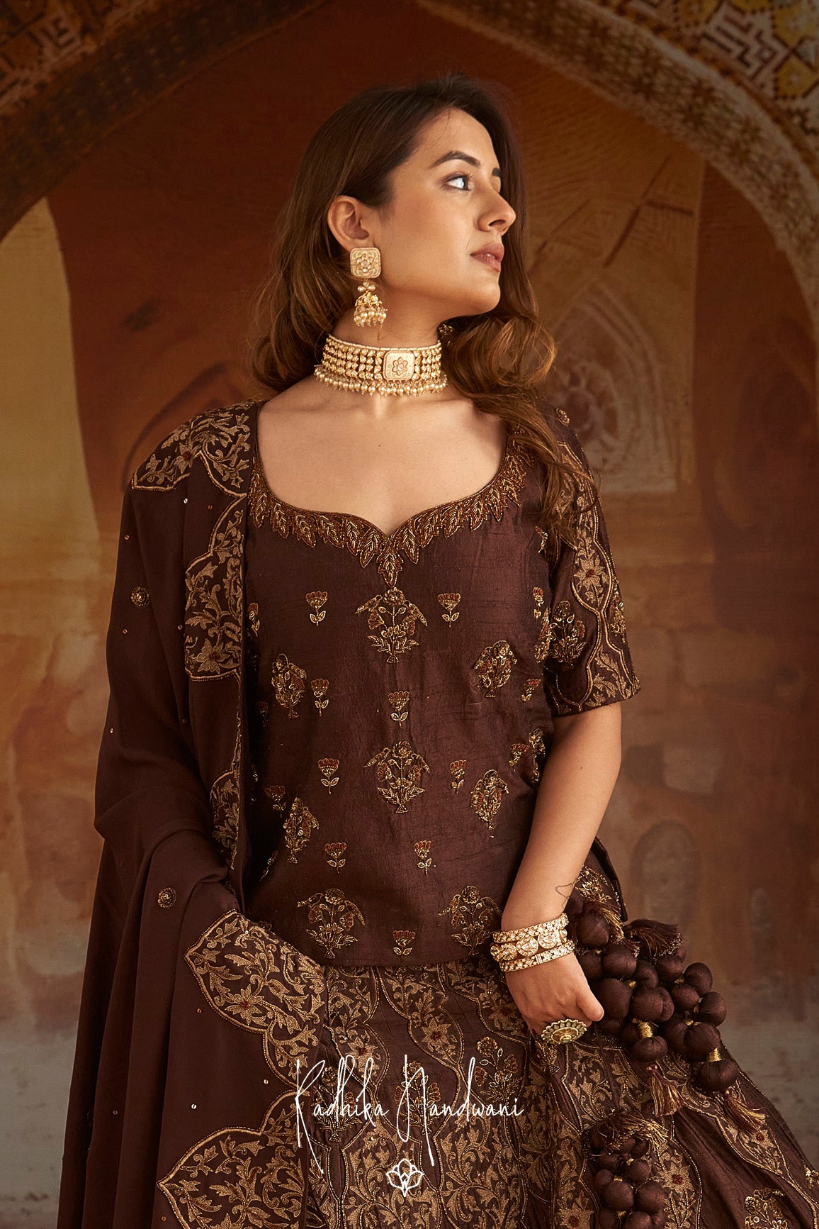 Brown Satin Lehenga Choli 148926 | Designer lehenga choli, Party wear  lehenga, Combination dresses